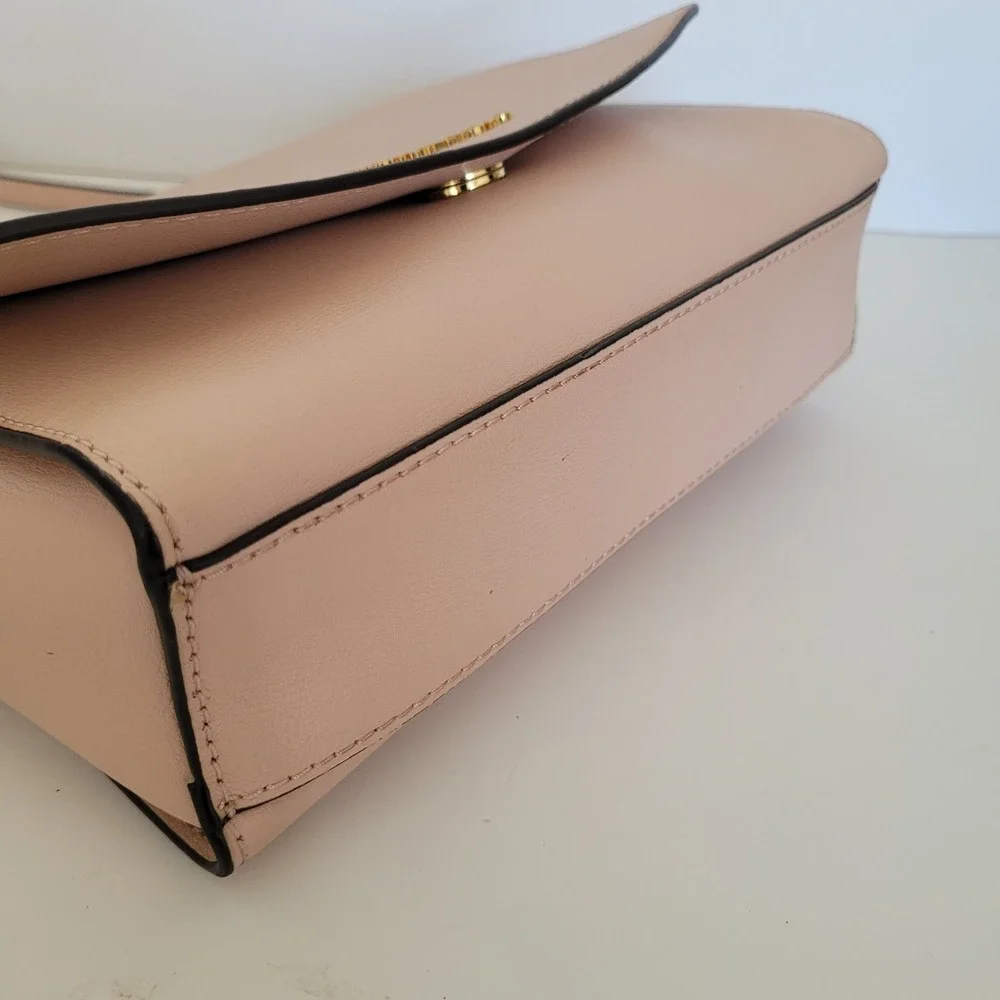 Michael Kors Blush Pink Leather Crossbody Bag Gold Hardware Flap Top Messenger